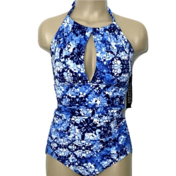 Plus Size! Tummy Rouching Slimming Keyhole one piece by mirac - Picture 2 of 7